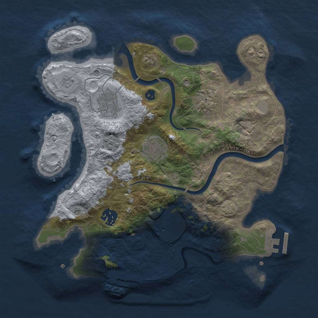 Rust Map: Procedural Map, Size: 3000, Seed: 2081287127, 12 Monuments