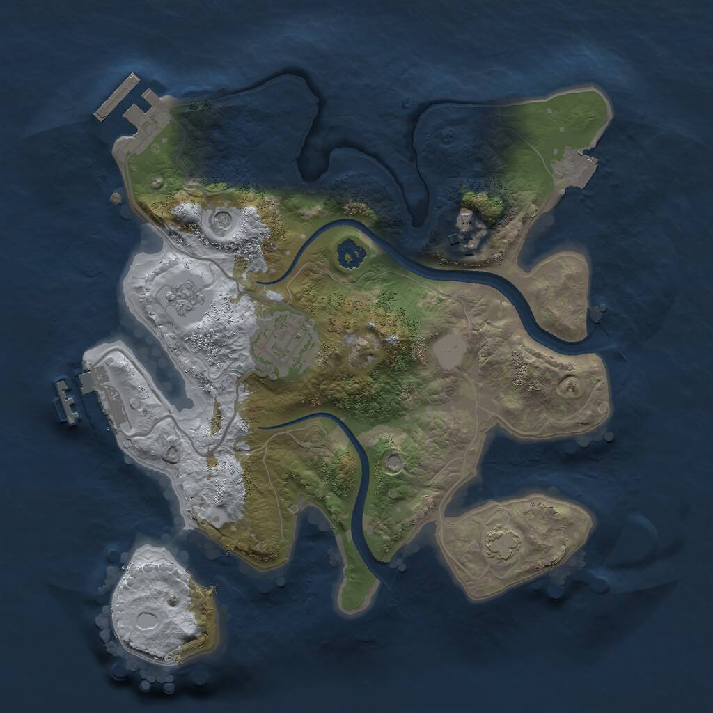 Rust Map: Procedural Map, Size: 2500, Seed: 100725, 8 Monuments