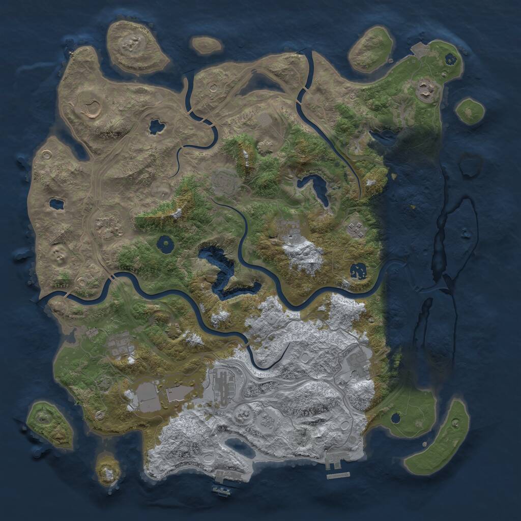 Rust Map: Procedural Map, Size: 4500, Seed: 102647095, 17 Monuments