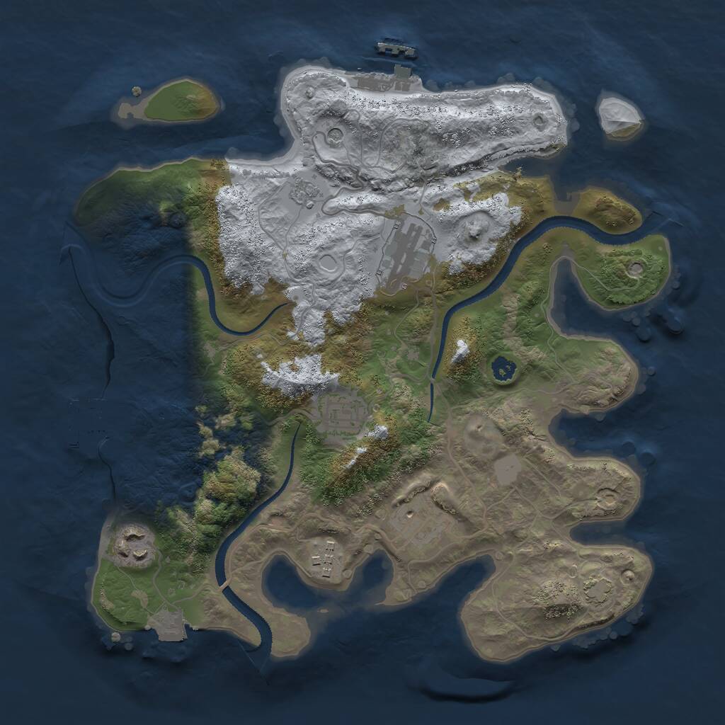 Rust Map: Procedural Map, Size: 3000, Seed: 25342, 11 Monuments
