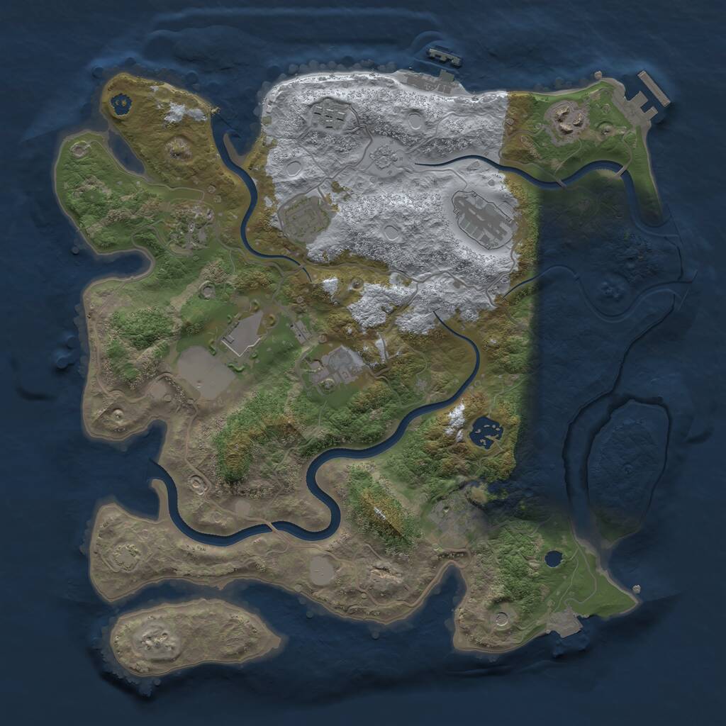 Rust Map: Procedural Map, Size: 3500, Seed: 1828467567, 15 Monuments