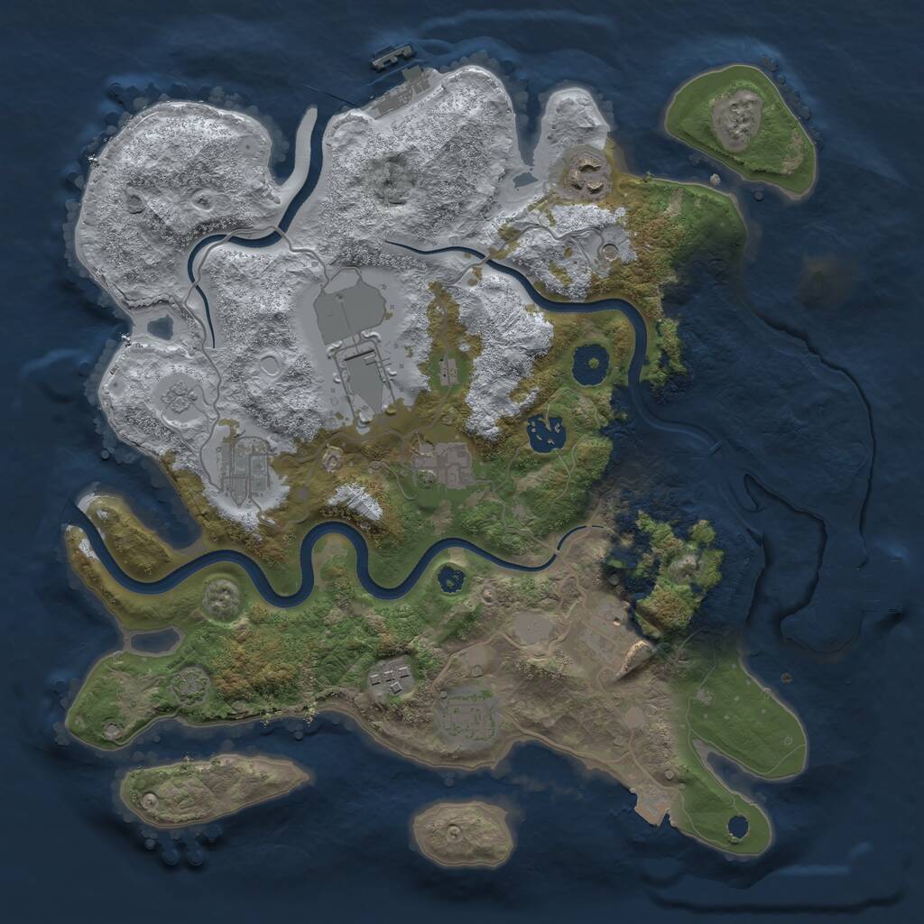 Rust Map: Procedural Map, Size: 3500, Seed: 398335018, 14 Monuments