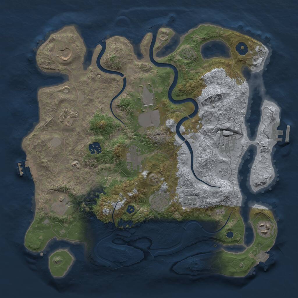 Rust Map: Procedural Map, Size: 3600, Seed: 169046804, 16 Monuments