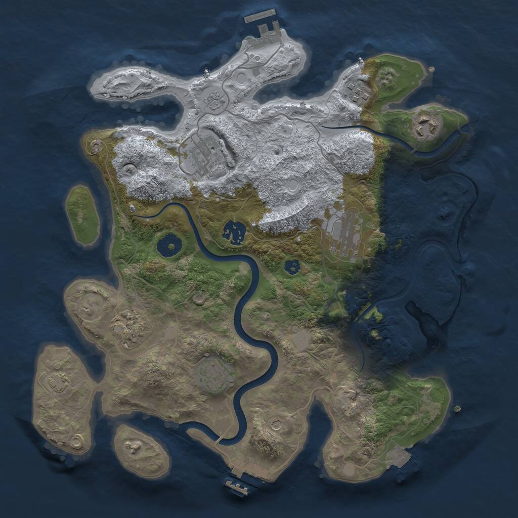 Rust Map: Procedural Map, Size: 3300, Seed: 888682857, 13 Monuments