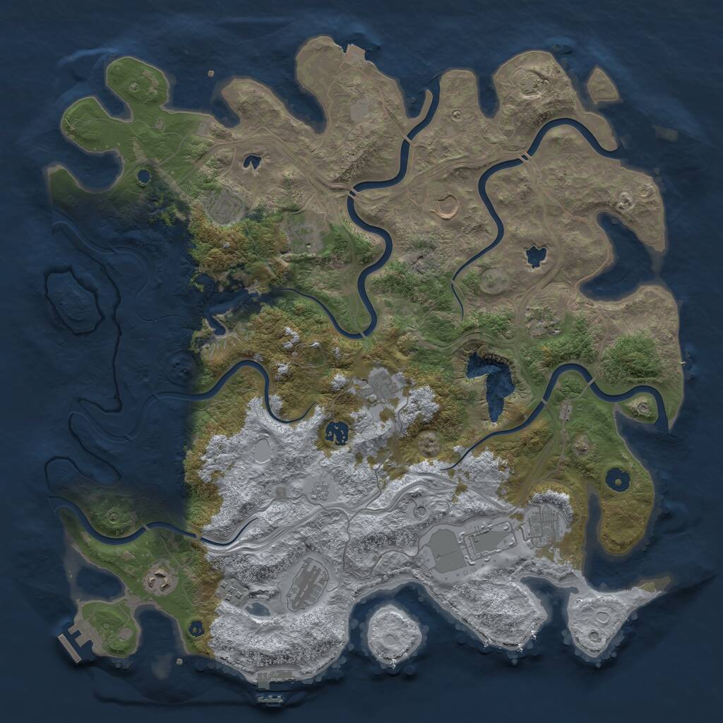 Rust Map: Procedural Map, Size: 4500, Seed: 1622540324, 17 Monuments