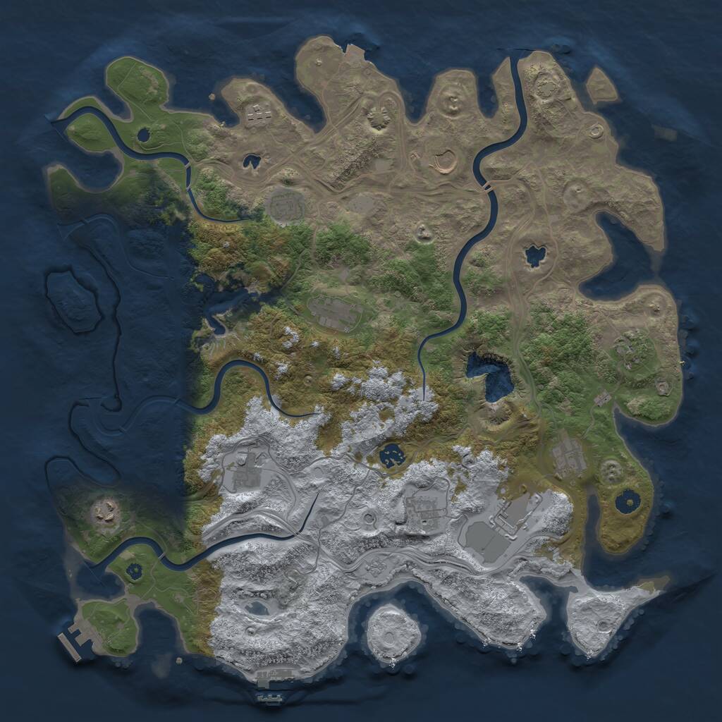 Rust Map: Procedural Map, Size: 4500, Seed: 1622540324, 17 Monuments