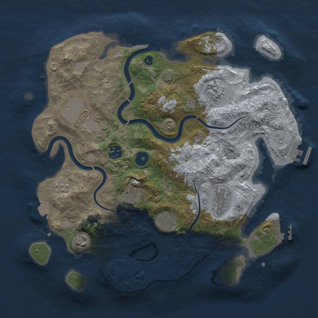 Rust Map: Procedural Map, Size: 3500, Seed: 565138051, 14 Monuments