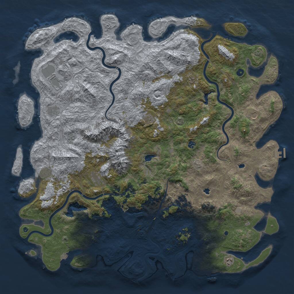 Rust Map: Procedural Map, Size: 6000, Seed: 1925558709, 17 Monuments