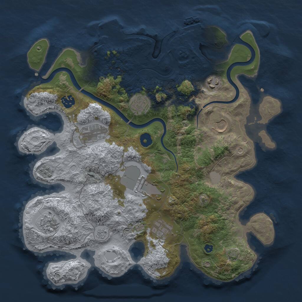 Rust Map: Procedural Map, Size: 3500, Seed: 917754322, 15 Monuments