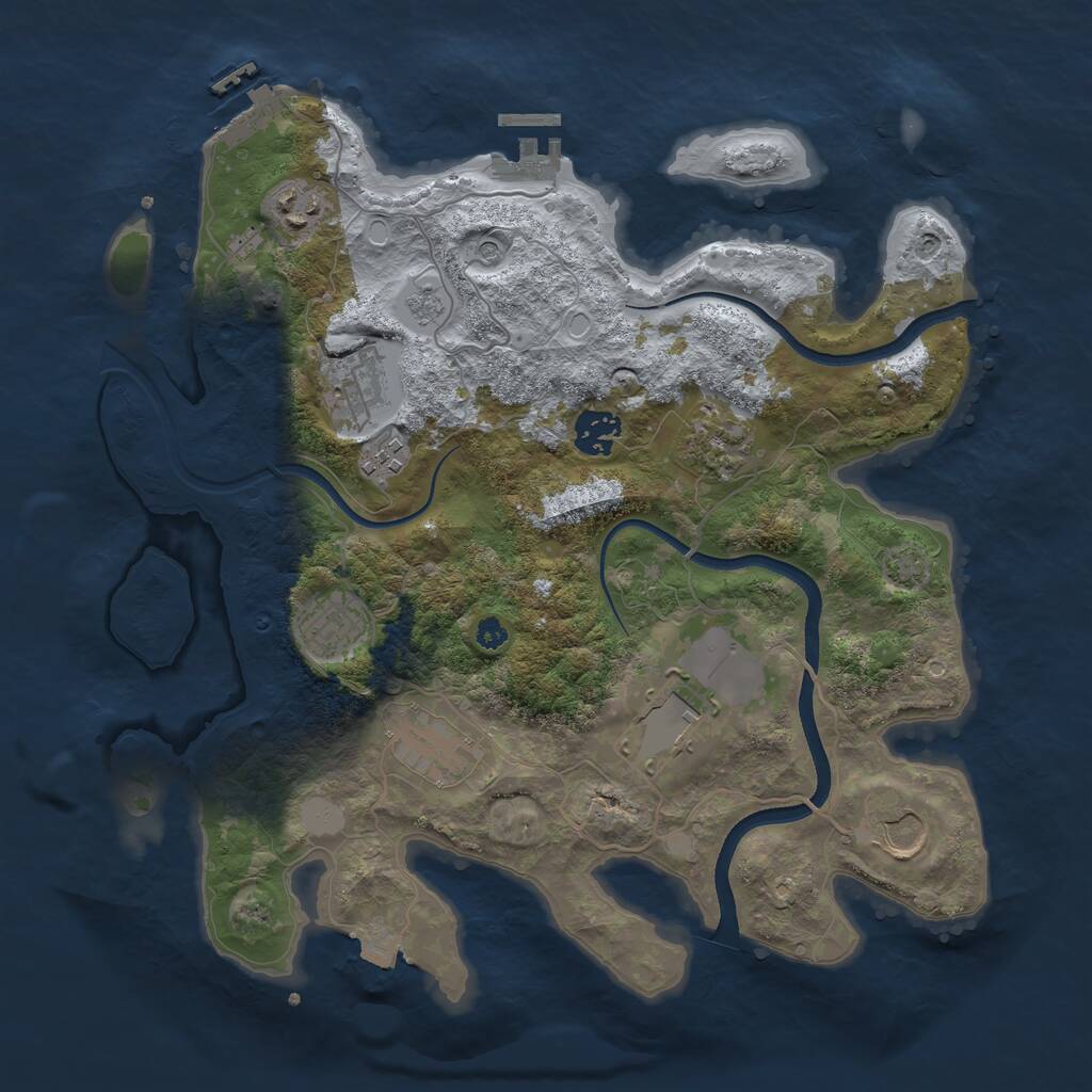 Rust Map: Procedural Map, Size: 3500, Seed: 846713986, 15 Monuments
