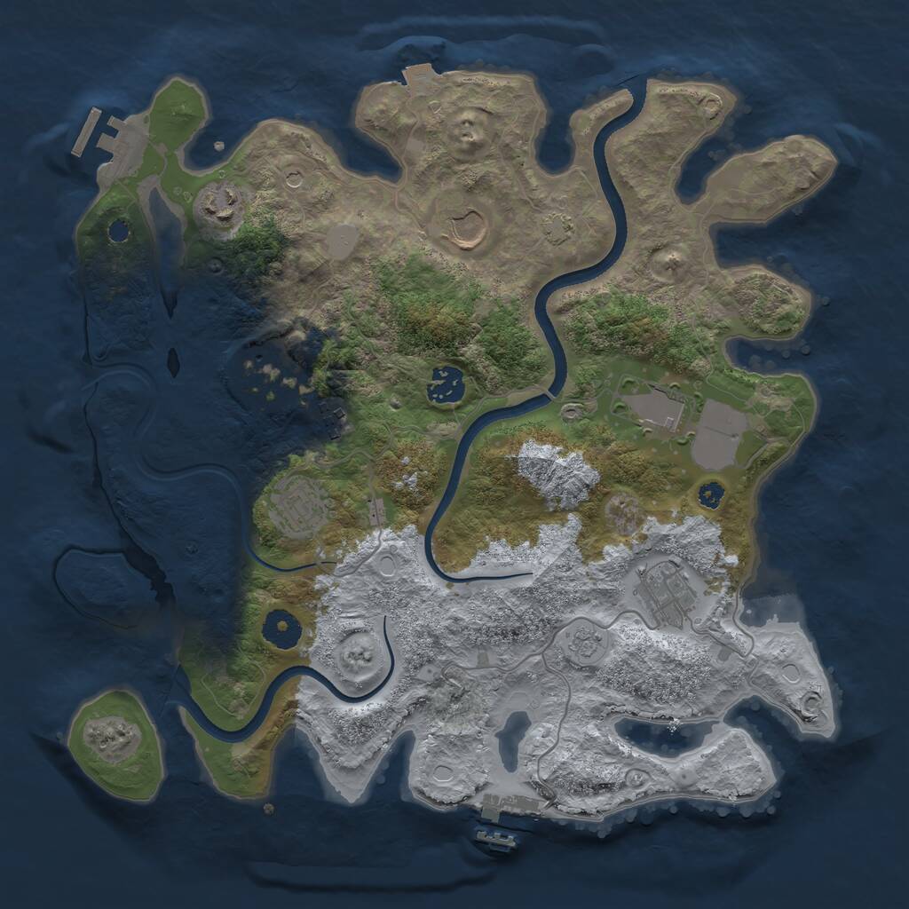 Rust Map: Procedural Map, Size: 3550, Seed: 351923198, 14 Monuments