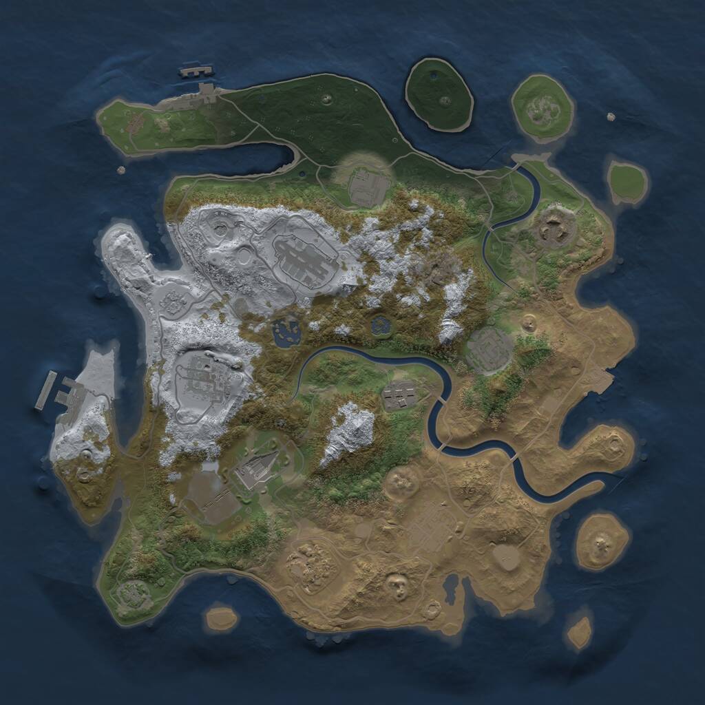 Rust Map: Procedural Map, Size: 3500, Seed: 107765, 17 Monuments