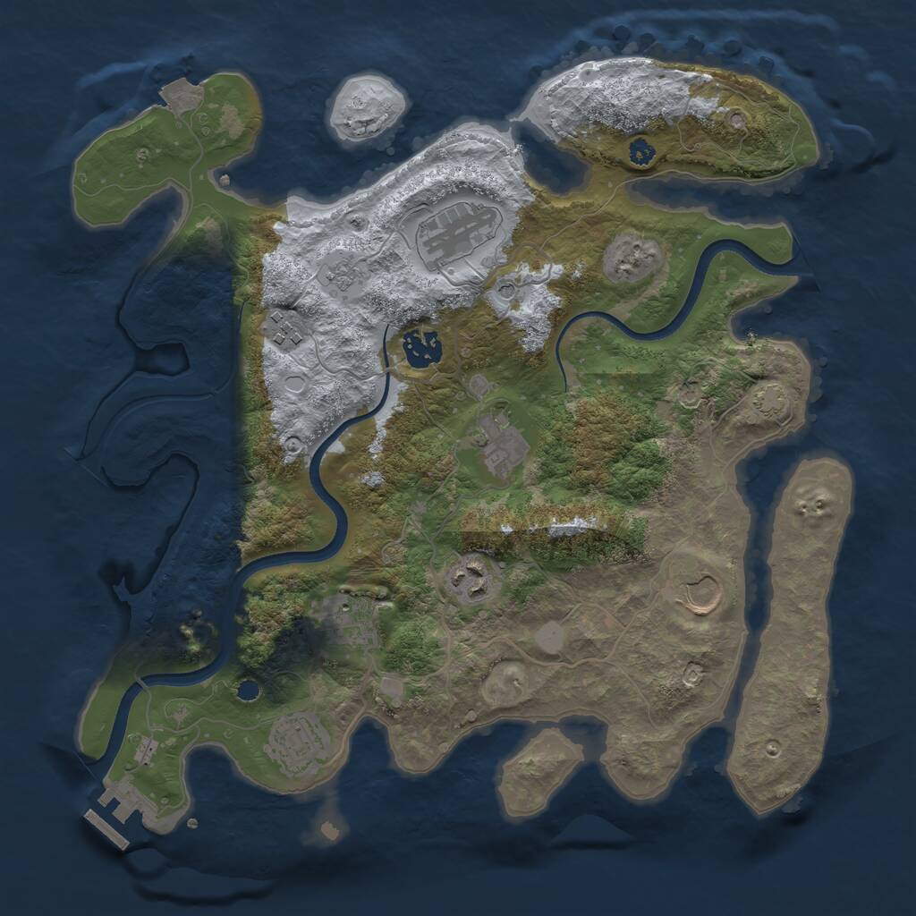 Rust Map: Procedural Map, Size: 3500, Seed: 529300, 13 Monuments