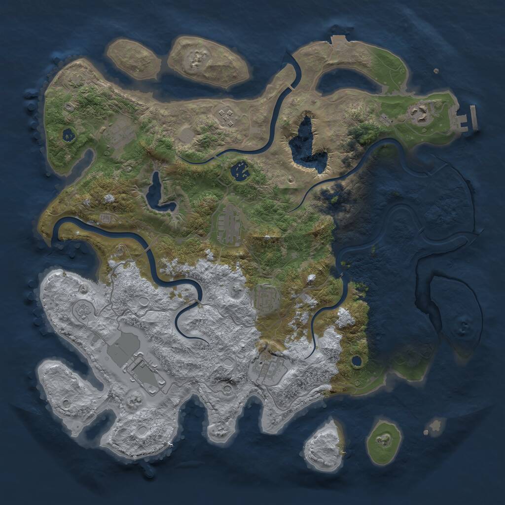 Rust Map: Procedural Map, Size: 4000, Seed: 1602320771, 13 Monuments