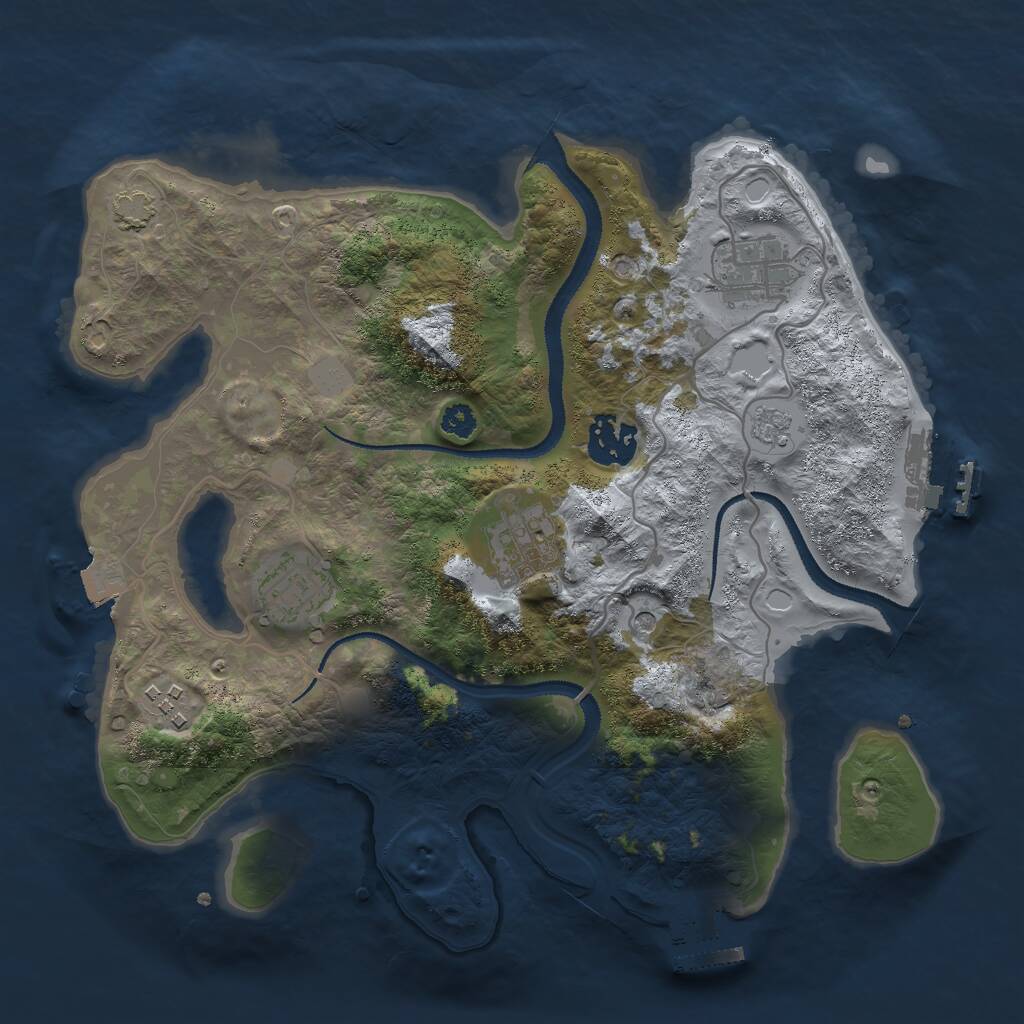 Rust Map: Procedural Map, Size: 3000, Seed: 965705716, 11 Monuments