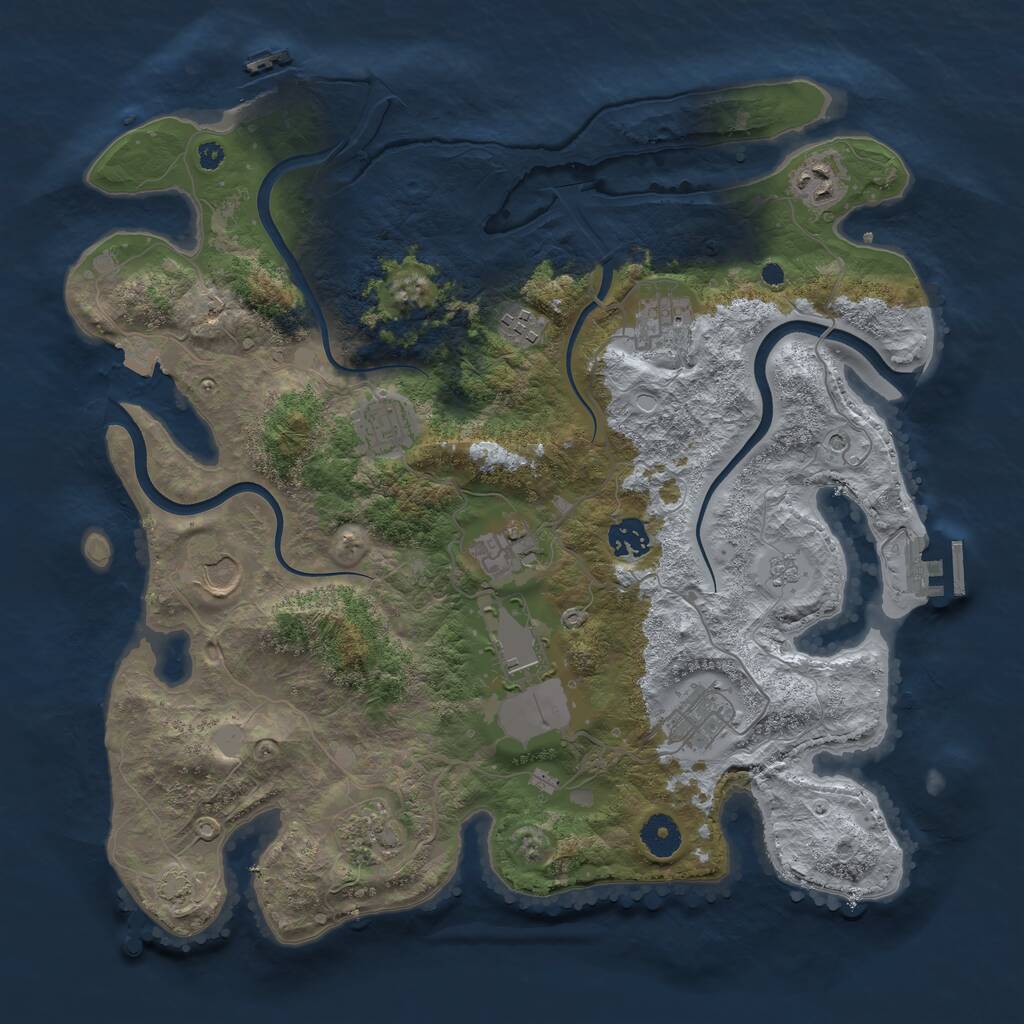 Rust Map: Procedural Map, Size: 3800, Seed: 943851, 16 Monuments