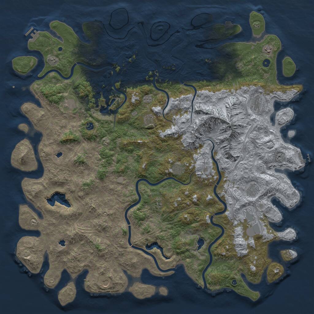 Rust Map: Procedural Map, Size: 6000, Seed: 605764069, 19 Monuments