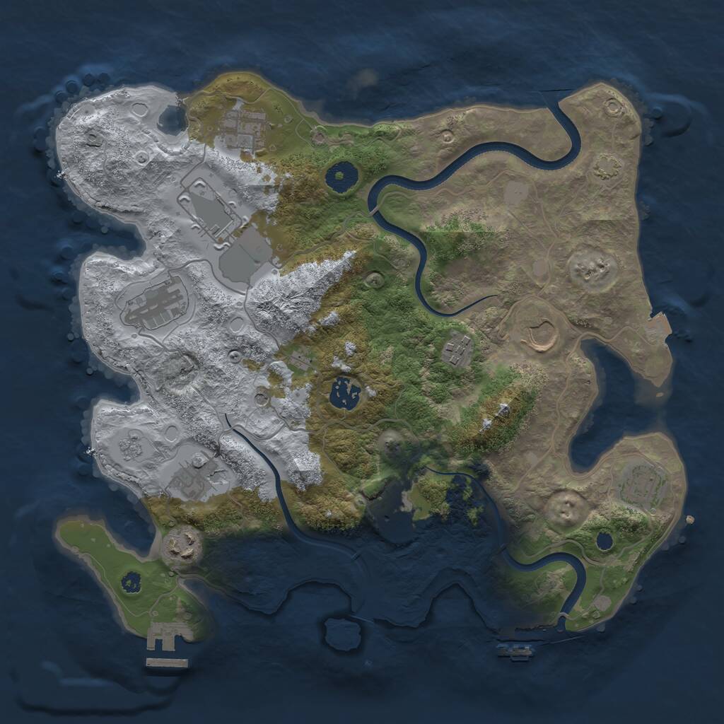 Rust Map: Procedural Map, Size: 3500, Seed: 595323804, 16 Monuments