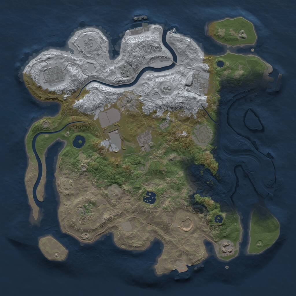 Rust Map: Procedural Map, Size: 3500, Seed: 12623653, 16 Monuments