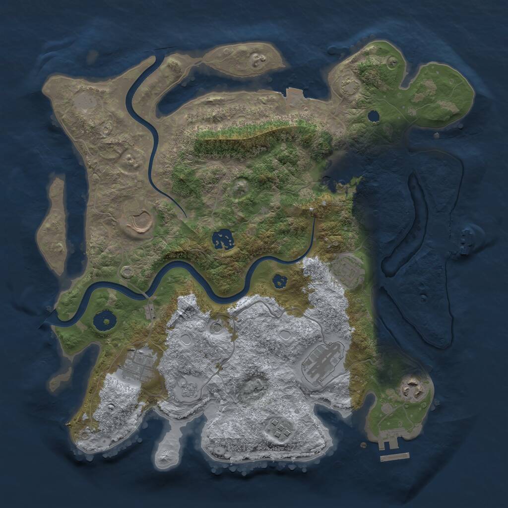 Rust Map: Procedural Map, Size: 3500, Seed: 1317106597, 14 Monuments