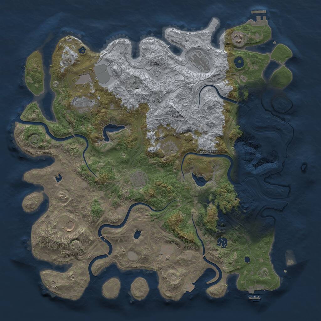 Rust Map: Procedural Map, Size: 4500, Seed: 993697747, 16 Monuments