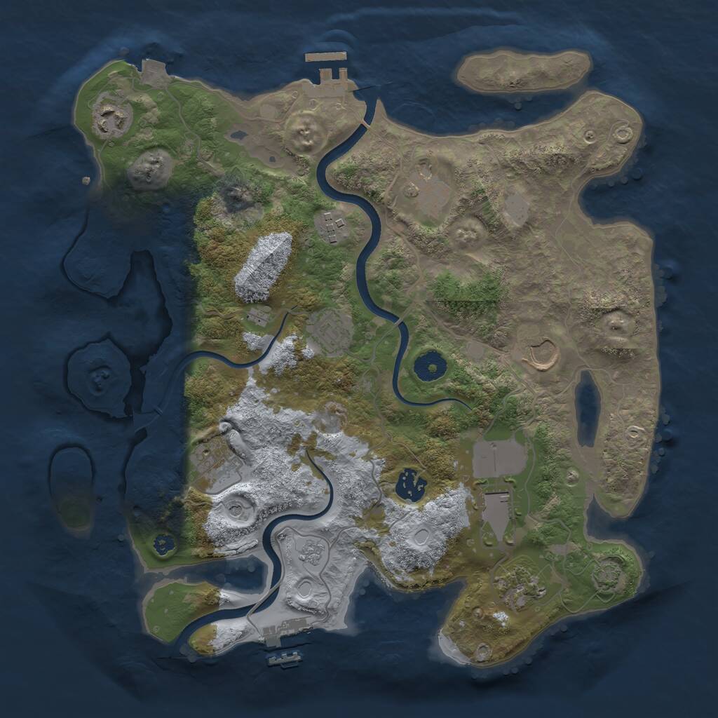Rust Map: Procedural Map, Size: 3500, Seed: 302726779, 15 Monuments