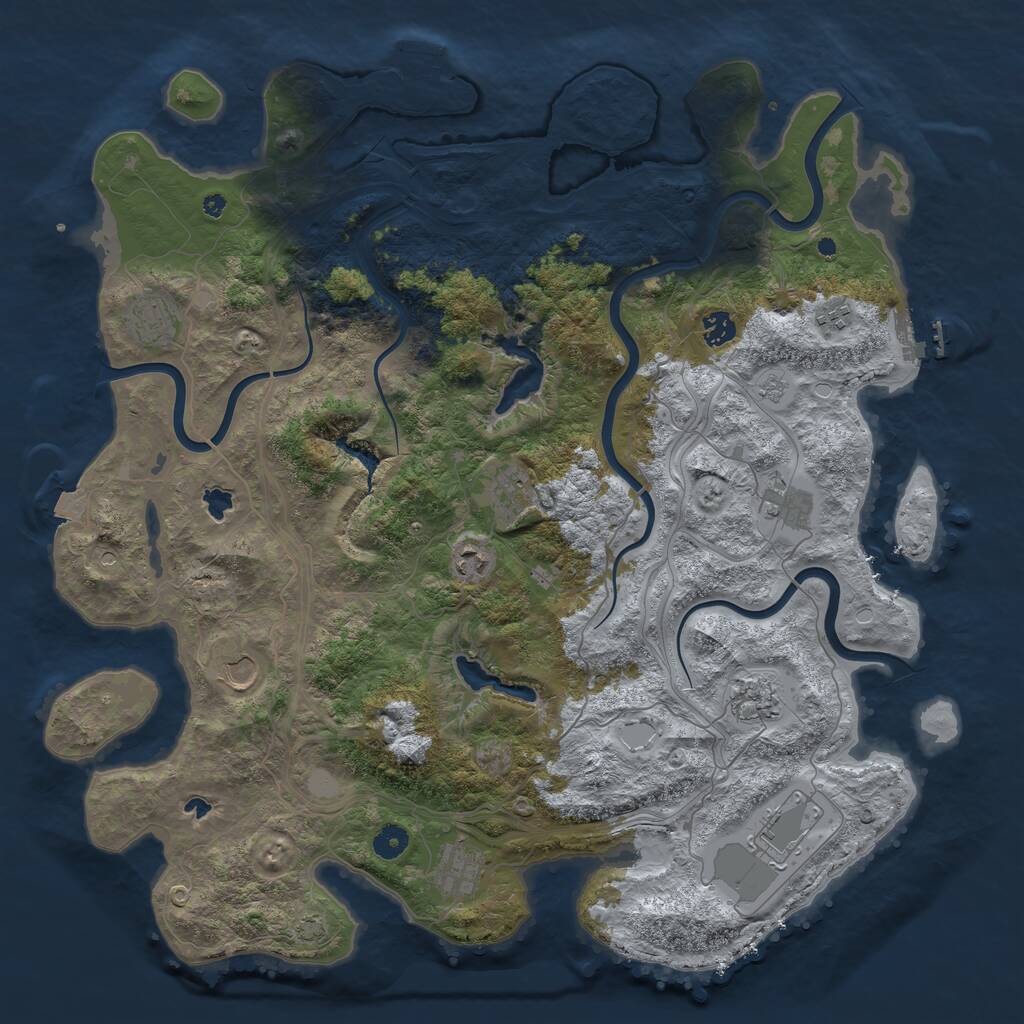 Rust Map: Procedural Map, Size: 4500, Seed: 138998432, 16 Monuments