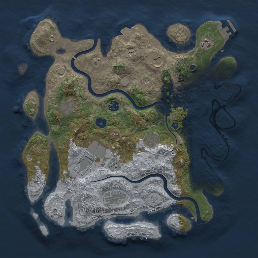 Rust Map: Procedural Map, Size: 3700, Seed: 1930076934, 13 Monuments