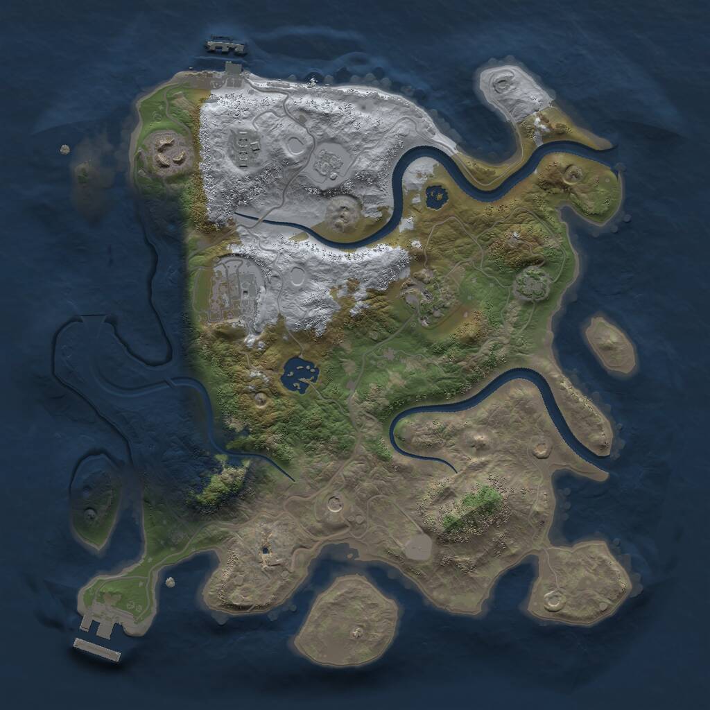 Rust Map: Procedural Map, Size: 3000, Seed: 32028, 11 Monuments