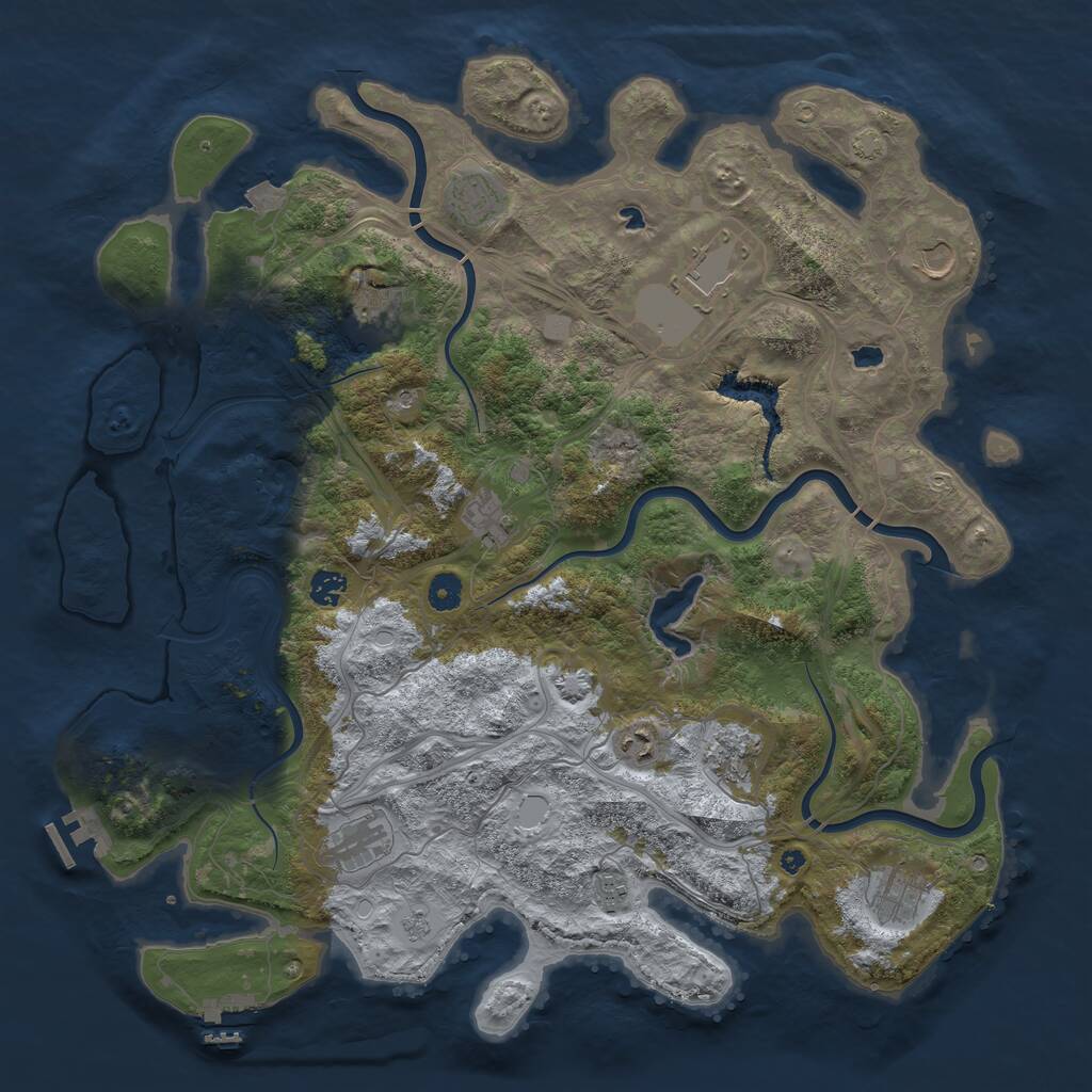 Rust Map: Procedural Map, Size: 4500, Seed: 1233314, 17 Monuments