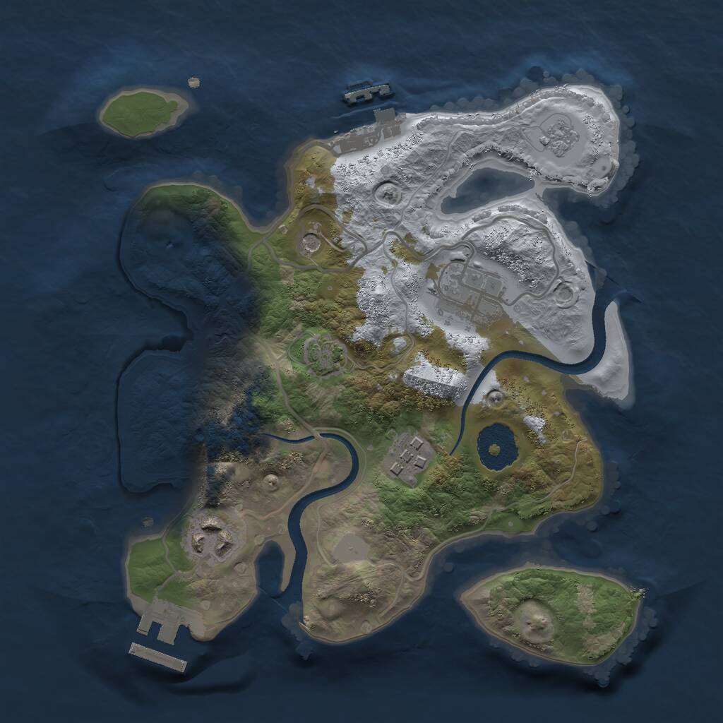 Rust Map: Procedural Map, Size: 2500, Seed: 3250, 9 Monuments