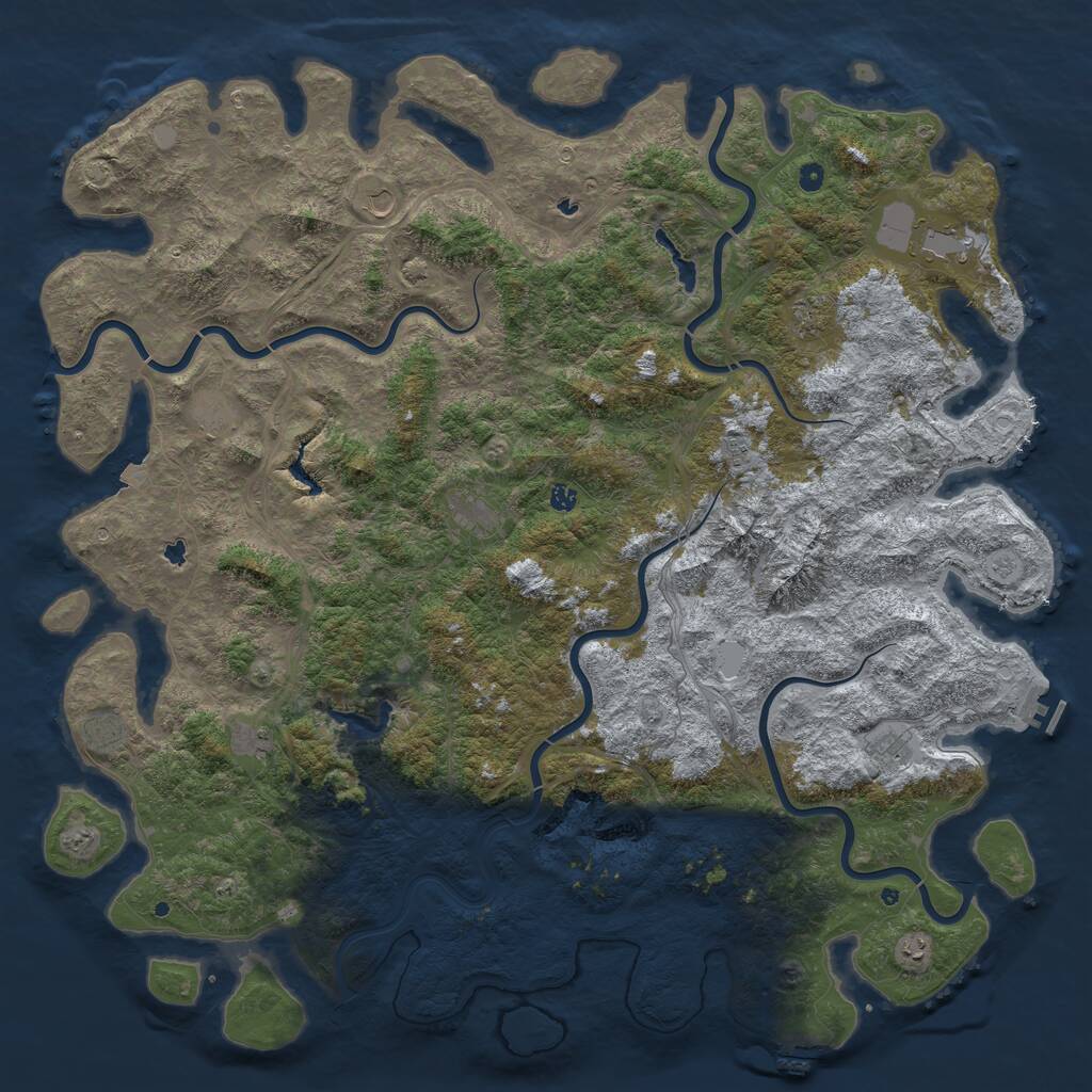 Rust Map: Procedural Map, Size: 6000, Seed: 5618766, 19 Monuments