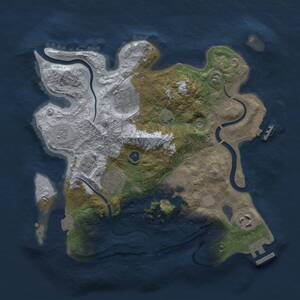 Thumbnail Rust Map: Procedural Map, Size: 3000, Seed: 1936092495, 11 Monuments