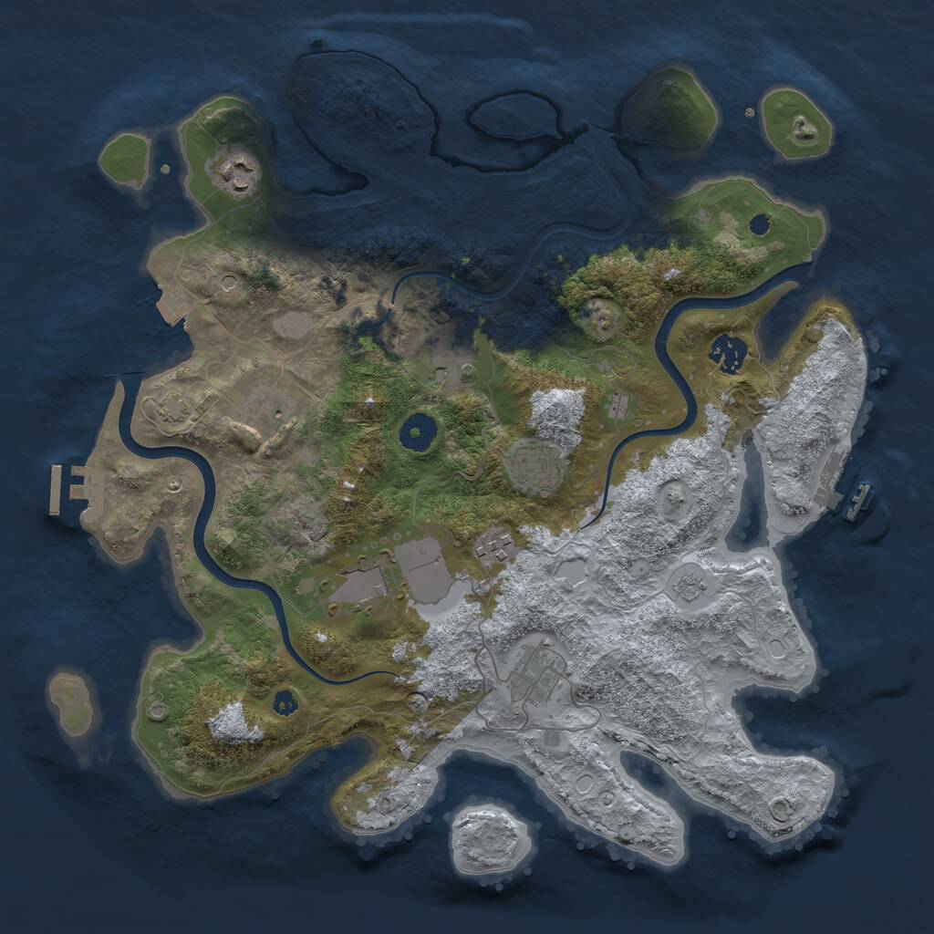 Rust Map: Procedural Map, Size: 3750, Seed: 1624577966, 14 Monuments
