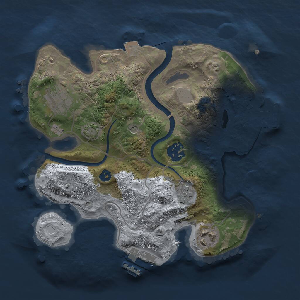 Rust Map: Procedural Map, Size: 2500, Seed: 543232184, 9 Monuments