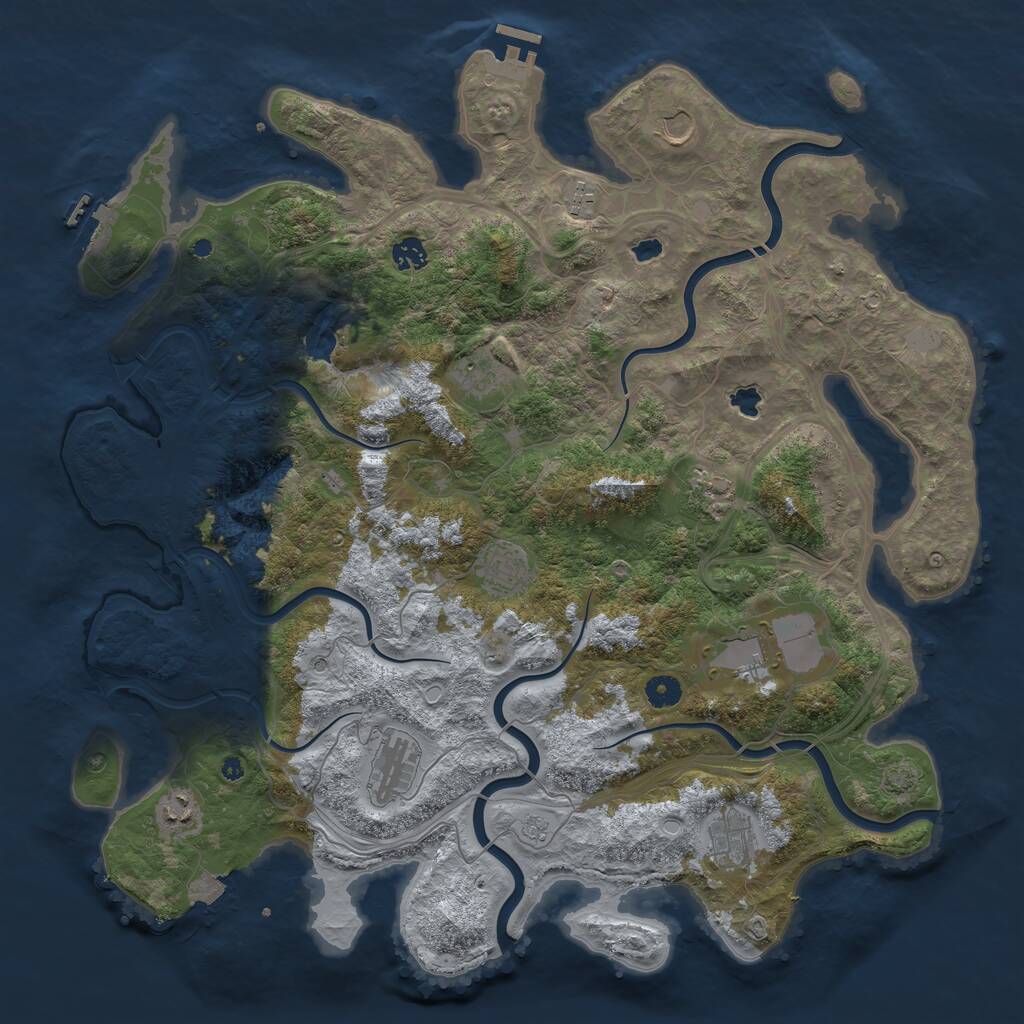 Rust Map: Procedural Map, Size: 4500, Seed: 818510620, 16 Monuments