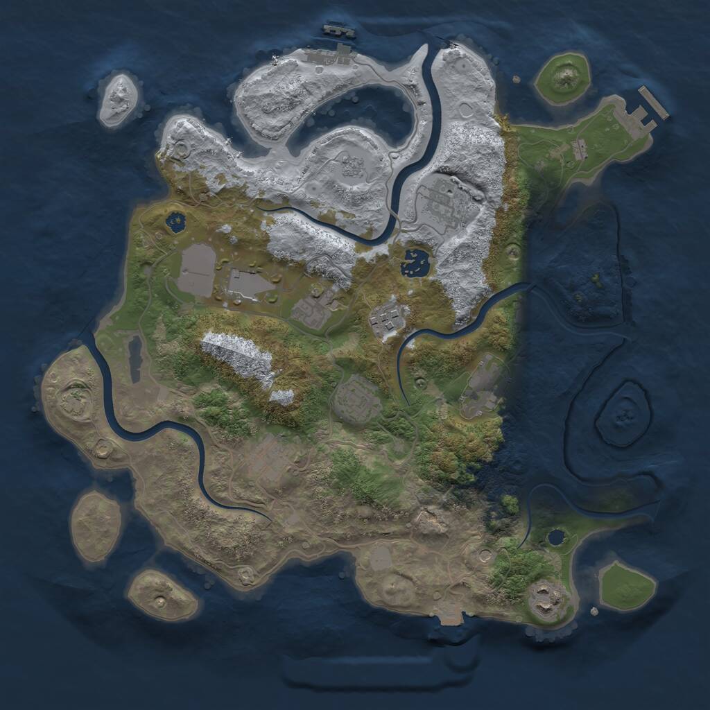 Rust Map: Procedural Map, Size: 3600, Seed: 658259, 15 Monuments