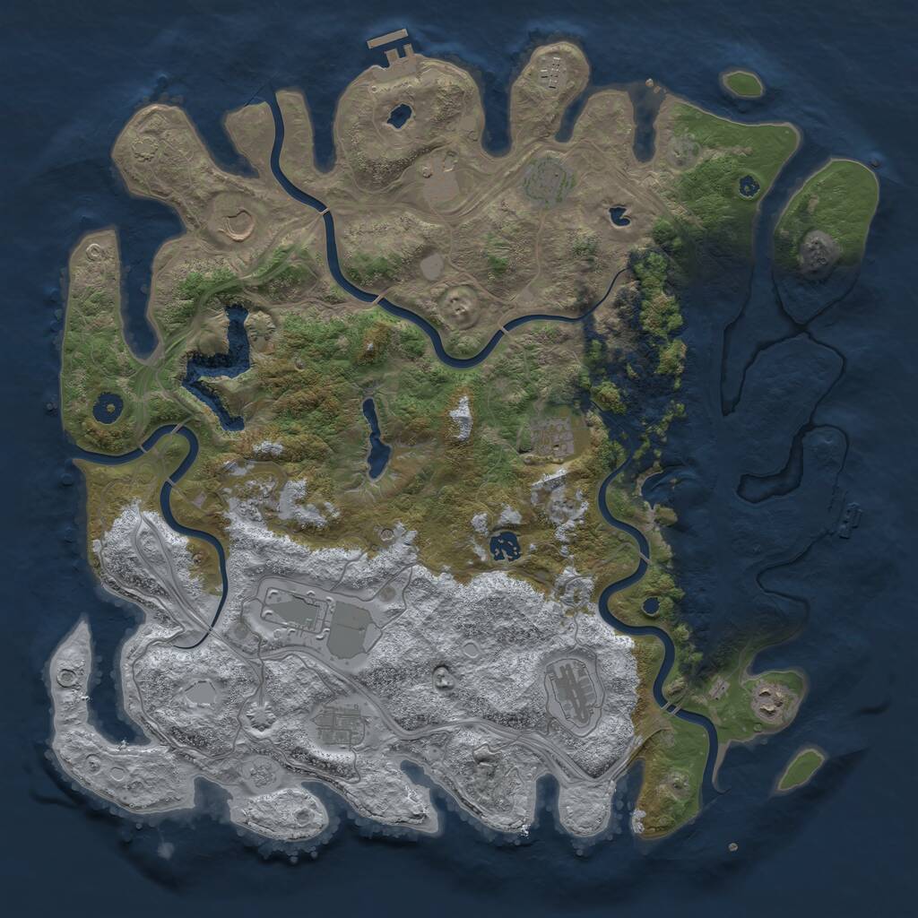 Rust Map: Procedural Map, Size: 4500, Seed: 943763888, 17 Monuments