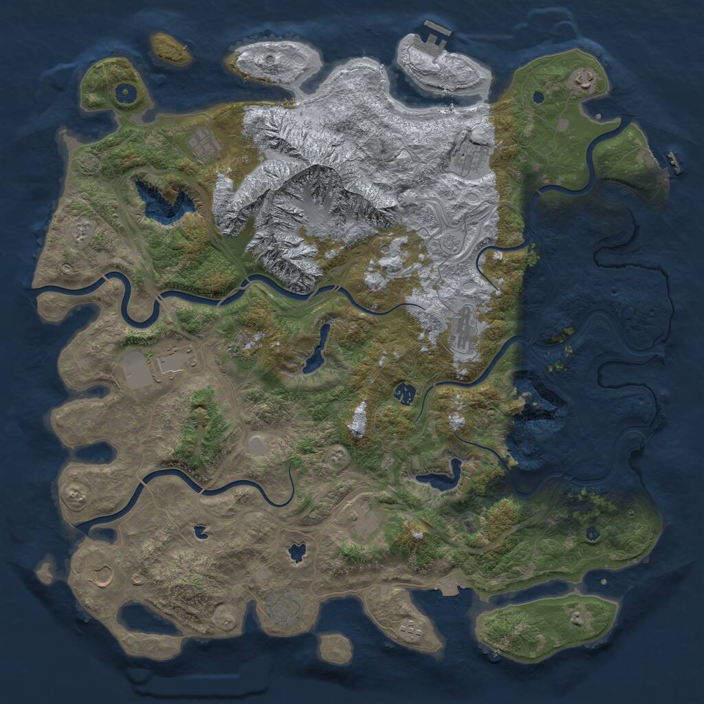 Rust Map: Procedural Map, Size: 5000, Seed: 735454626, 17 Monuments