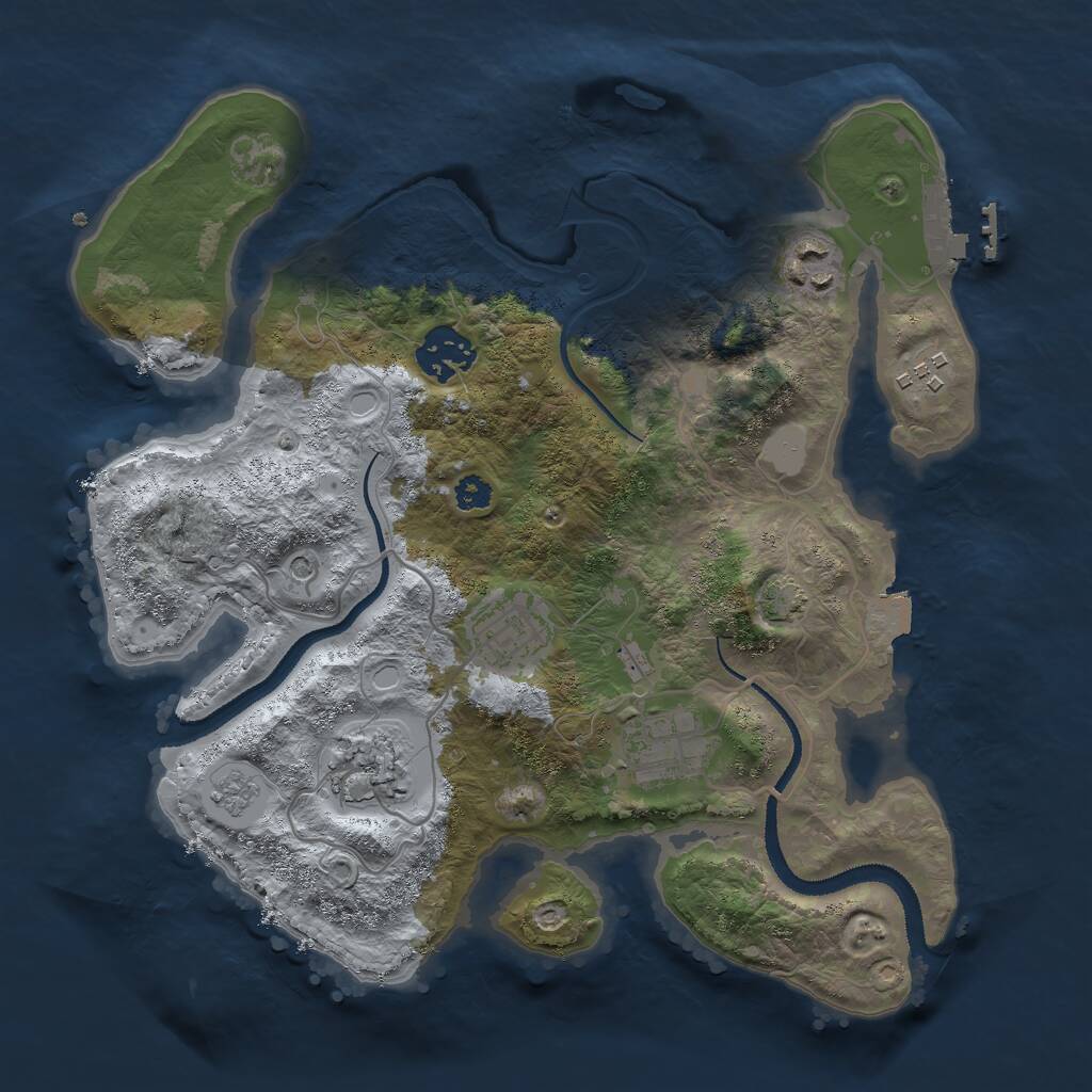 Rust Map: Procedural Map, Size: 3000, Seed: 773319, 11 Monuments