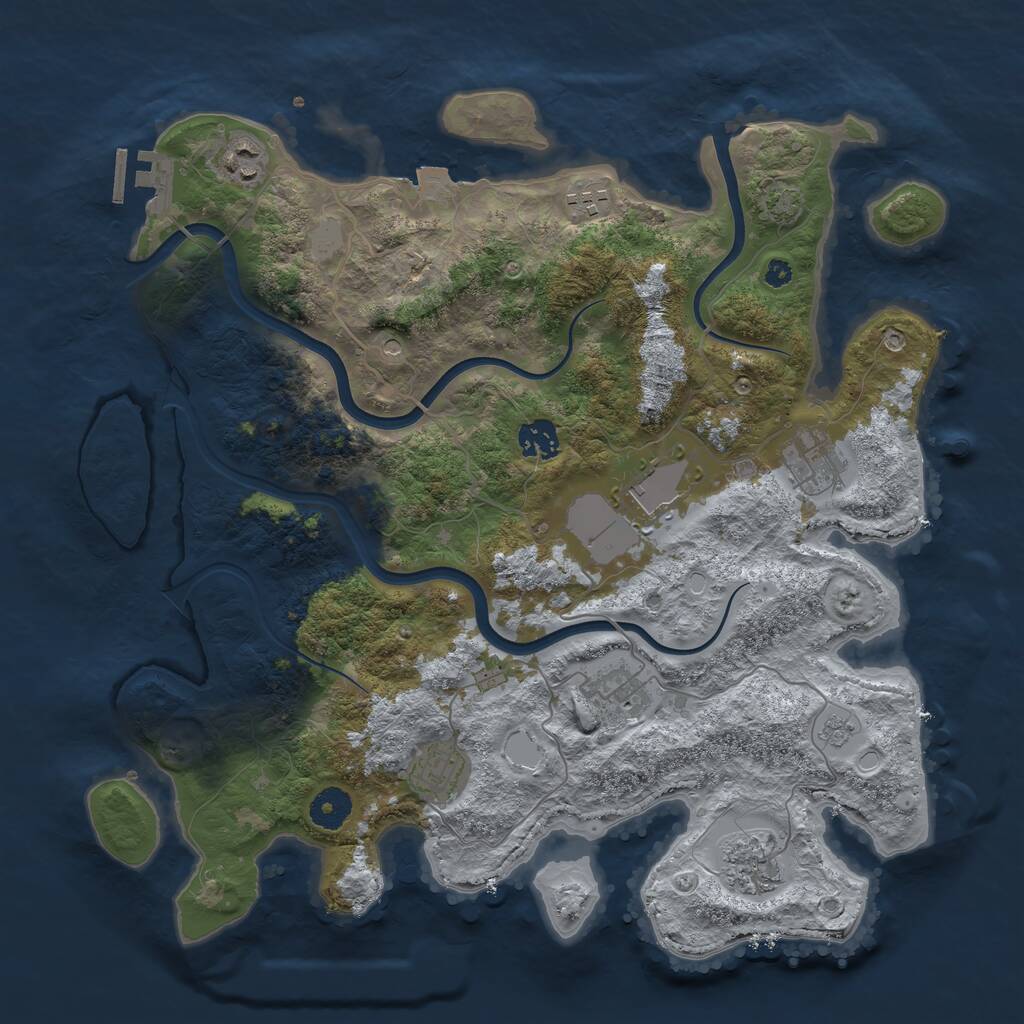 Rust Map: Procedural Map, Size: 3750, Seed: 345987, 13 Monuments