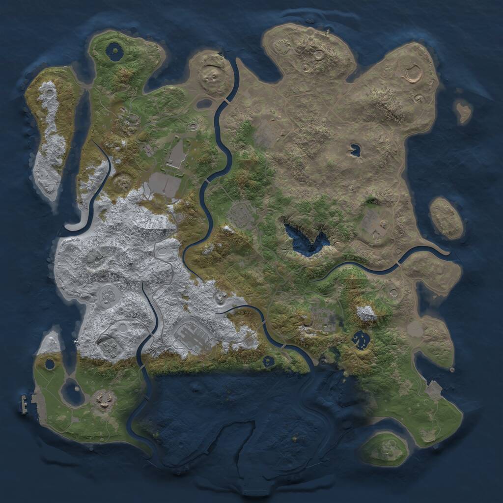 Rust Map: Procedural Map, Size: 4249, Seed: 280529045, 17 Monuments