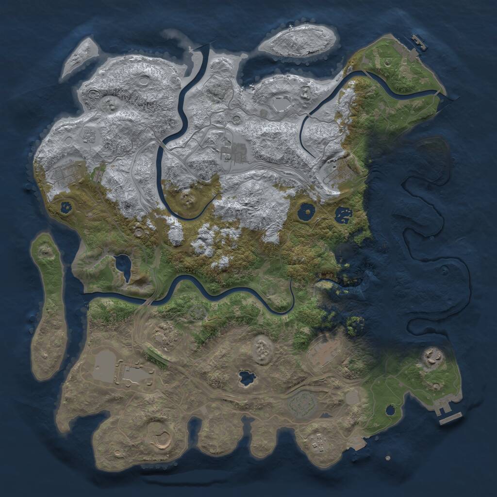 Rust Map: Procedural Map, Size: 4250, Seed: 1891489771, 17 Monuments