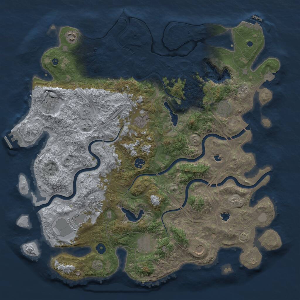 Rust Map: Procedural Map, Size: 4500, Seed: 25158, 16 Monuments