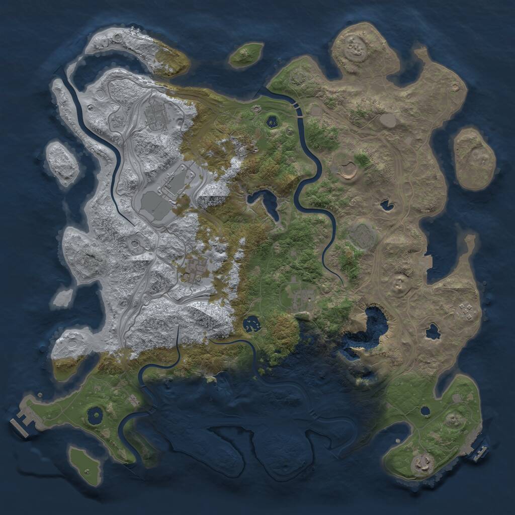 Rust Map: Procedural Map, Size: 4500, Seed: 409464026, 16 Monuments