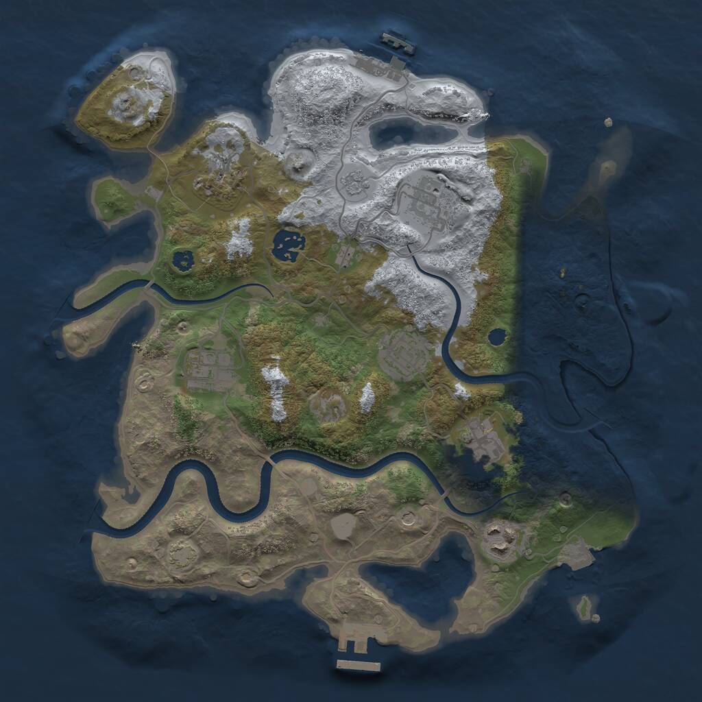 Rust Map: Procedural Map, Size: 3250, Seed: 258423304, 13 Monuments