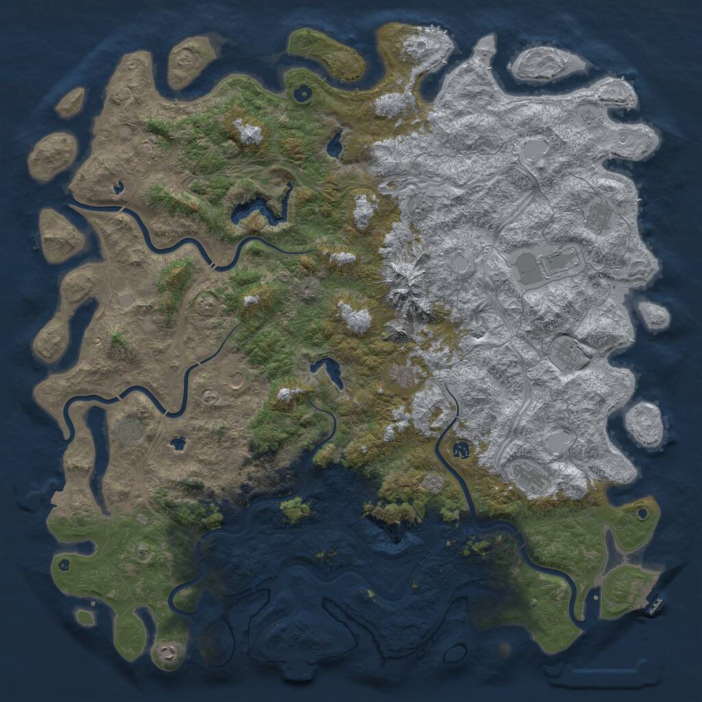 Rust Map: Procedural Map, Size: 6000, Seed: 268723863, 17 Monuments