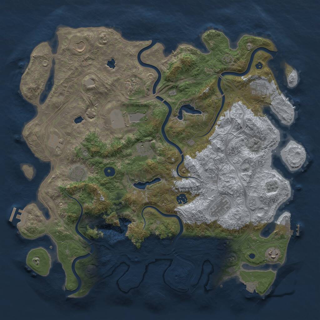 Rust Map: Procedural Map, Size: 4500, Seed: 1865667427, 17 Monuments