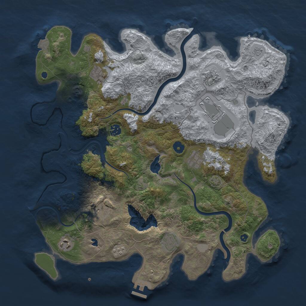 Rust Map: Procedural Map, Size: 4000, Seed: 4372, 14 Monuments