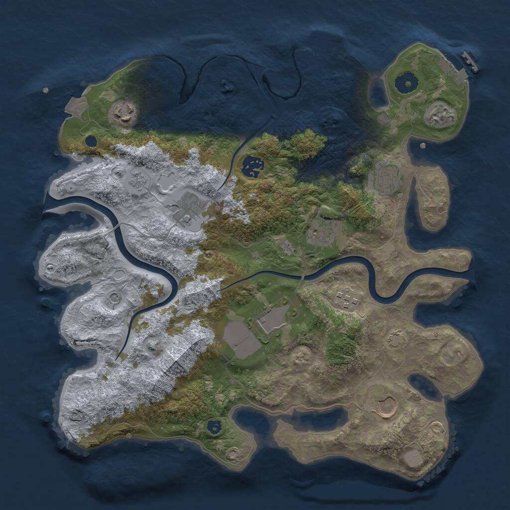 Rust Map: Procedural Map, Size: 3500, Seed: 1522834628, 14 Monuments